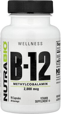 NutraBio, Vitamin B12, 2.000 mcg, 90 Kapseln