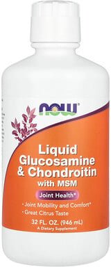 Thumbnail - NOW Foods, Flüssiges Glucosamin und Chondroitin mit MSM, Zitrus, 946 ml (32 fl. oz.)