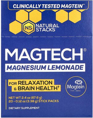 Natural Stacks, MagTech® Magnesium, Limonade, 20 Sticks, je 3,38 g (0,12 oz.).