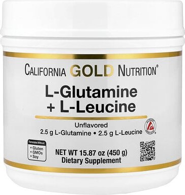 California Gold Nutrition, L-Glutamine + L-Leucine, L-Glutamin + L-Leucin, geschmacksneutral, 450 g (15,87 oz.)