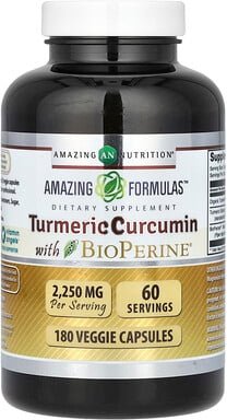 Amazing Nutrition, Turmeric Curcumin with BioPerine, Kurkuma mit BioPerine, 180 vegetarische Kapseln