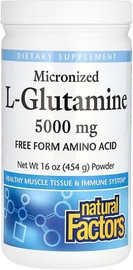 Natural Factors, Micronized L-Glutamine Powder, mikronisiertes L-Glutamin-Pulver, 454 mg (16 oz.)