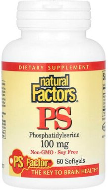 Thumbnail - Natural Factors, PS Phosphatidylserin, PS-Phosphatidylserin, 100 mg, 60 Weichkapseln