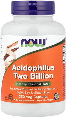 NOW Foods, Acidophilus Two Billion, zwei Milliarden, 250 pflanzliche Kapseln (20 mg pro Kapsel)