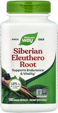 Nature's Way, Siberian Eleuthero Root, Sibirischer Eleuthero-Wurzel, 180 vegane Kapseln (425 mg pro Kapsel)