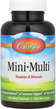 Thumbnail - Carlson, Mini-Multi, Vitamine und Mineralien, Eisenfrei, 180 Tabletten