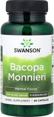Swanson, Bacopa Monnieri, Kleines Fettblatt, 250 mg, 90 Kapseln