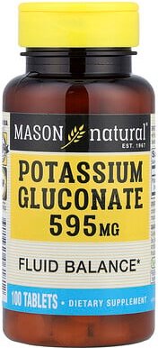 Mason Natural, Potassium Gluconate, Kaliumgluconat, 595 mg, 100 Tabletten