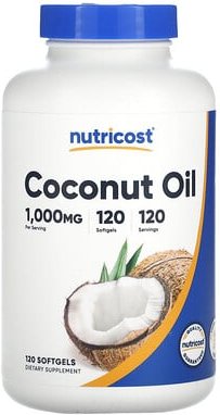 Thumbnail - Nutricost, Kokosnussöl, 1.000 mg, 120 Weichkapseln