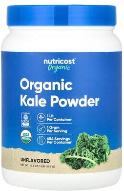 Nutricost, Organic Kale Powder, Bio-Grünkohlpulver, geschmacksneutral, 454 g (16,2 oz.)