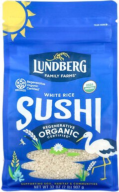 Lundberg, Organic White Rice Sushi, Sushi mit weißem Bio-Reis, 907 g (32 oz.)