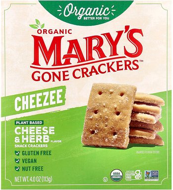 Mary's Gone Crackers, Organic Cheezee Snack Crackers, Bio-Käse-Snack-Cracker, Käse und Kräuter, 113 g (4 oz.)
