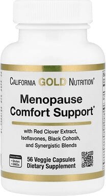 California Gold Nutrition, Menopause Comfort Support with Folate, Red Clover Extract, Vitamin B12, and Soy Germ Extract,...