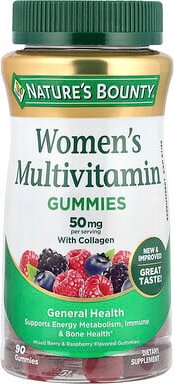 Nature's Bounty, Women's Multivitamin Gummies, Multivitamin-Fruchtgummis für Frauen, gemischte Beeren und Himbeere, 90 F...