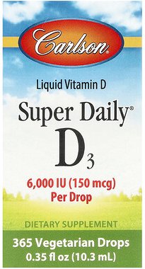 Carlson, Super Daily® D3, 150 mcg (6.000 IU), 10,3 ml (0,35 fl. oz.)