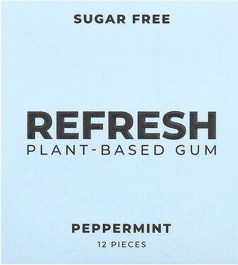 Refresh Gum, Plant-Based Gum, pflanzliches Gummi, Pfefferminze, 12 Stück