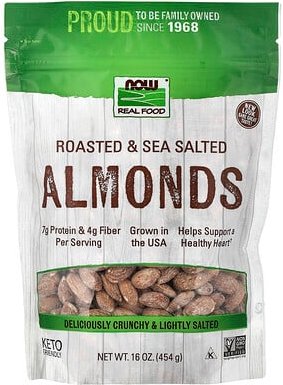 NOW Foods, Real Food, Almonds, Mandeln, geröstet und mit Meersalz, 454 g (16 oz.)