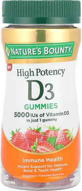 Nature's Bounty, Vitamin D3 Gummies, hochwirksame Vitamin-D3-Fruchtgummis, Erdbeere, 5.000 IU, 60 Fruchtgummis