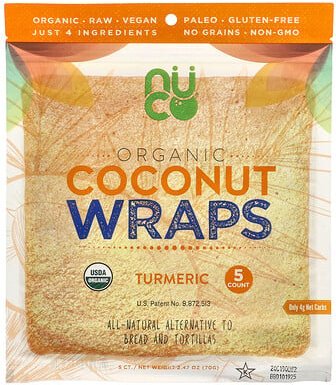 NUCO, Organic Coconut Wraps, Bio-Kokosnuss-Wraps, Kurkuma, 5 Stück, 70 g (2,47 oz.)