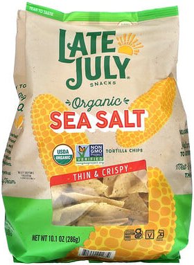 Late July, Organic Tortilla Chips, Bio-Tortillachips, dünn und knusprig, Meersalz, 286 g (10,1 oz.)