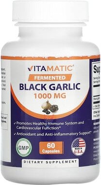 Vitamatic, Fermented Black Garlic, fermentierter schwarzer Knoblauch, 60 Kapseln (500 mg pro Kapsel)