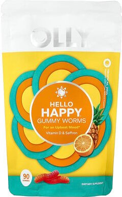OLLY, Hello Happy® Gummy Worms, „Tropical Zing“, 90 Fruchtgummis
