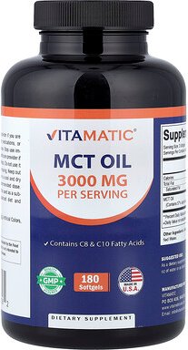 Vitamatic, MCT Oil, MCT-Öl, 180 Weichkapseln (1.000 mg pro Weichkapsel)