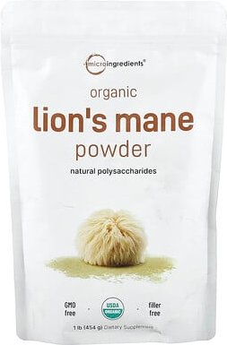 Micro Ingredients, Organic Lion's Mane Powder, Bio-Löwenmähnepulver, 454 g (1 lb.)
