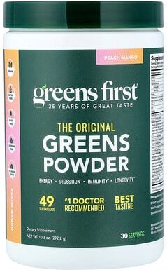 Greens First, Greens Powder, Gemüsepulver, Pfirsich-Mango, 292,2 g (10,3 oz.)
