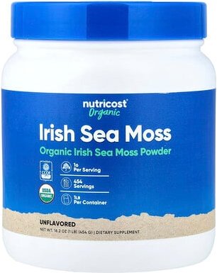 Nutricost, Organic Irish Sea Moss Powder, geschmacksneutral, 454 g (16 oz.)