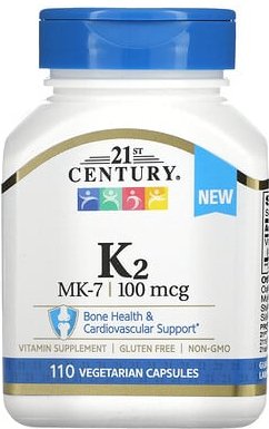 Thumbnail - 21st Century, K2, MK-7, 100 mcg, 110 vegetarische Kapseln