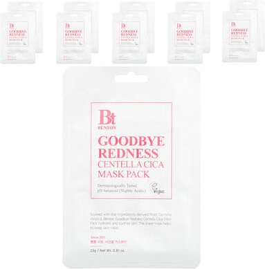 Benton, Goodbye Redness Centella Cica Beauty Mask Pack, 10 Tuchmasken, je 23 g (0,81 oz.).