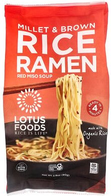 Lotus Foods, Hirse und brauner Reis-Ramen, rote Miso-Suppe, 80 g (2,8 oz.)