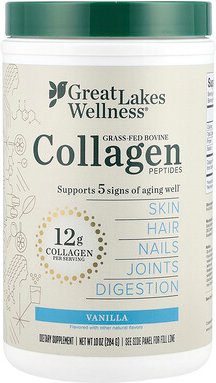 Great Lakes Wellness, Grass-Fed Bovine Collagen Peptides, Kollagenpeptide von grasgefütterten Rindern, Vanille, 284 g (1...