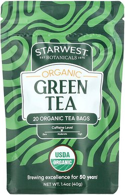 Starwest Botanicals, Organic Green Tea, Bio-Grüntee, 20 Teebeutel, 40 g (1,4 oz.)