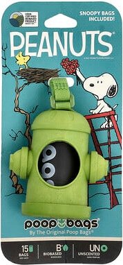 Original Poop Bags, Peanuts®, Beutelspender, grün, Snoopy Bags, duftneutral, 1 Beutelspender, 15 Beutel