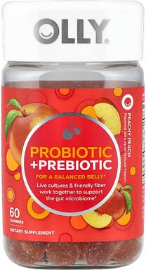 OLLY, Probiotic + Prebiotic Gummies, probiotische + präbiotische Fruchtgummis, Peachy Peach“, 60 Fruchtgummis