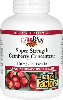 Natural Factors, CranRich®, Cranberry Concentrate, Super Strength, Cranberry-Konzentrat, superstark, 500 mg, 180 Kapseln