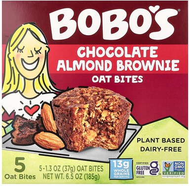 Bobo's Oat Bars, Chocolate Almond Brownie Hafer Bites, Schokoladen-Mandel-Brownie, Haferbisse, 5 Bites, jeweils 37 g