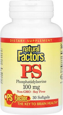 Natural Factors, PS, Phosphatidylserin, PS, Phosphatidylserin, 100 mg, 30 Weichkapseln