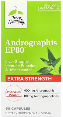 Thumbnail - Terry Naturally, Andrographis EP80, Andrographis EP80, 400 mg, 60 Kapseln