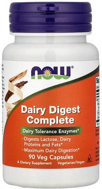 NOW Foods, Dairy Digest Complete, komplette Verdauung von Milchprodukten, 90 pflanzliche Kapseln
