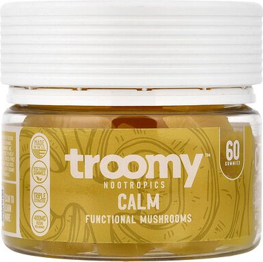 Troomy Nootropics, Calm, Functional Mushrooms Gummies, Pineapple Peach, 60 Gummies, 9.52 oz (270 g)