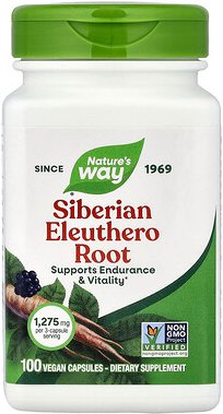 Nature's Way, Siberian Eleuthero Root, Sibirischer Eleuthero-Wurzel, 100 vegane Kapseln (425 mg pro Kapsel)