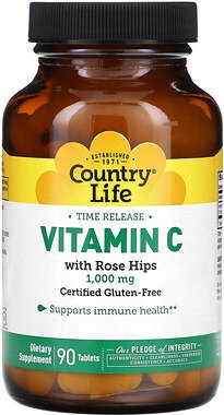 Thumbnail - Country Life, Time Release Vitamin C mit Hagebutten, 1.000 mg, 90 Tabletten