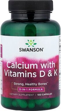 Thumbnail - Swanson, Calcium mit Vitamin D und K, 100 Kapseln