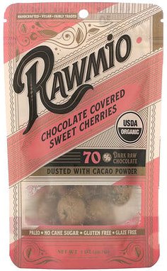 Rawmio, Süßkirschen mit Schokoladenüberzug, 70% dunkle rohe Schokolade, 56,7 g (2 oz.)