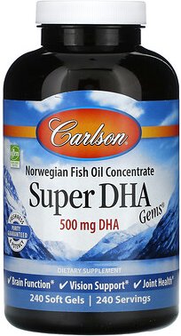 Carlson, Super DHA Gems, 500 mg, 240 Weichkapseln
