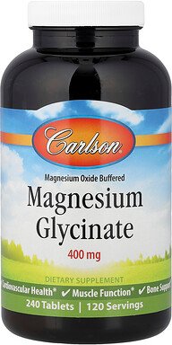 Carlson, Magnesium Glycinate, Magnesiumglycinat, 240 Tabletten (200 mg pro Tablette)