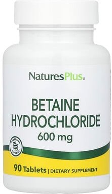 Thumbnail - NaturesPlus, Betaine Hydrochloride, Betain-Hydrochlorid, 600 mg, 90 Tabletten